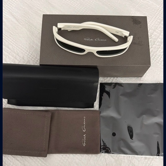 Rick Owens Ivory Sunglasses with Black Accents